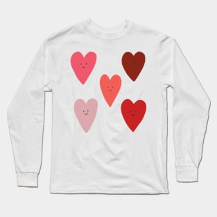 Positive and cute hand drawn smiley hearts Long Sleeve T-Shirt
